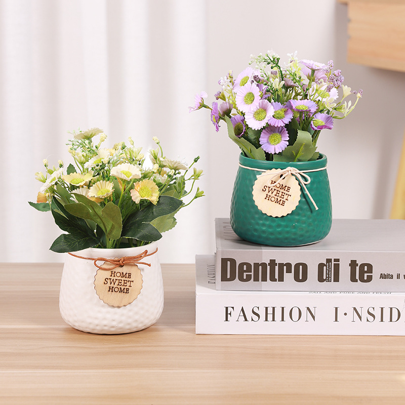 nordic artificial flower daisy pot small ornaments hallway dining table living room tv cabinet decoration imitation greenery decoration