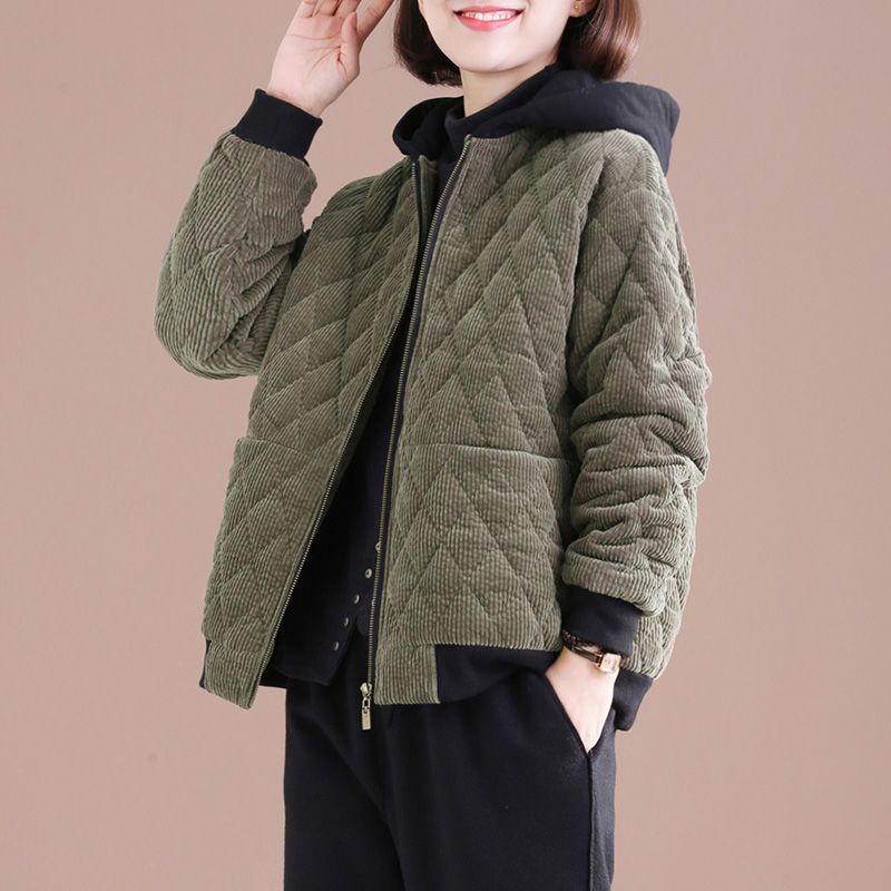 加超薄外套女冬装新款韩版宽松大码休闲短款洋气挂脖腈纶衣