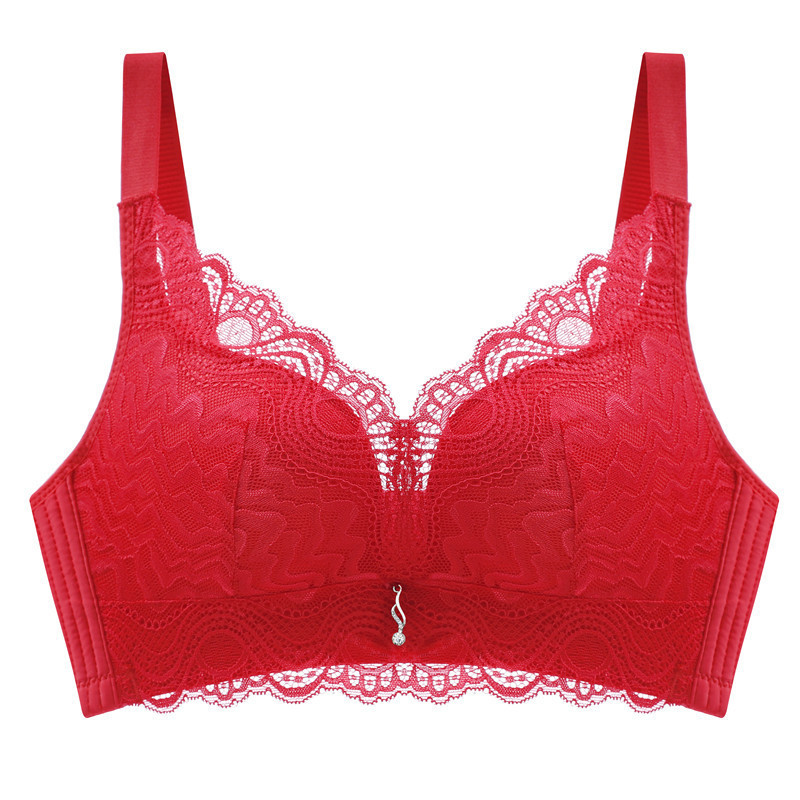 Adjustable Urban Underwear Women's Beauty Small Chest Push up Underwired Bra Upper Support Red New Year Breast Holding