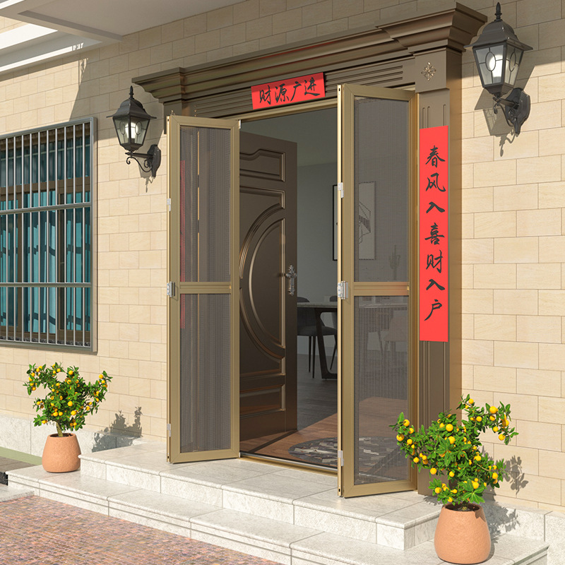 大门纱门伸缩入户门金刚网折叠防蚊沙窗门推拉式纱窗门铝合金家用