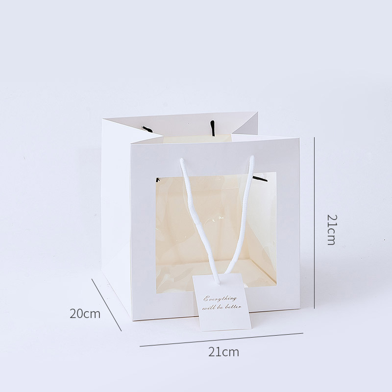 Transparent Window Handbag Bouquet Flower Packaging Hand Bag Gift Window Bag Candy Rose Hand Gift Bag