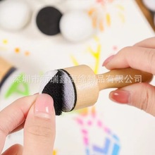 跨境 新品木质手柄涂色海绵印章手帐印泥diy晕染材料涂色工具批发