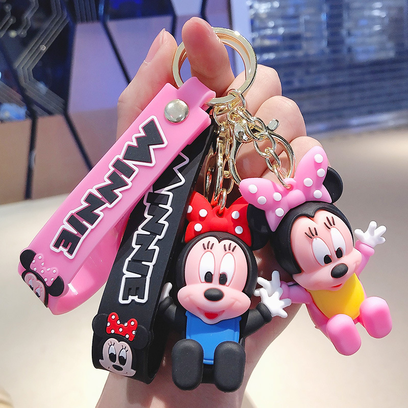 Sitting Mickey Minnie Cartoon Doll Key Chain Online Couple Car Key Chain Pendant Female Exquisite Small Ornaments