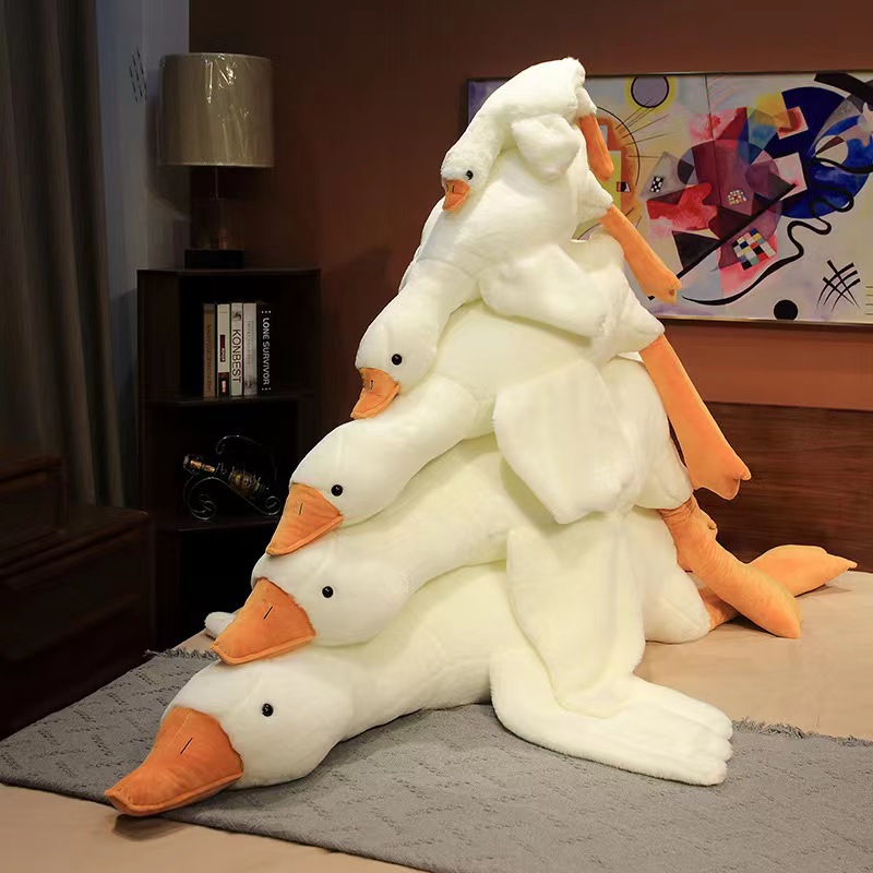 Internet Celebrity Sand Carving Duck Big White Geese Plush Toy Doll Dehaired Angora Big White Geese Long Sleeping Pillow Birthday Gift