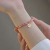s925 Sterling Silver strawberry Blessing cards Bracelet ins Dr. Peach Transport senior Sweet Hand string New Year&#39;s gift