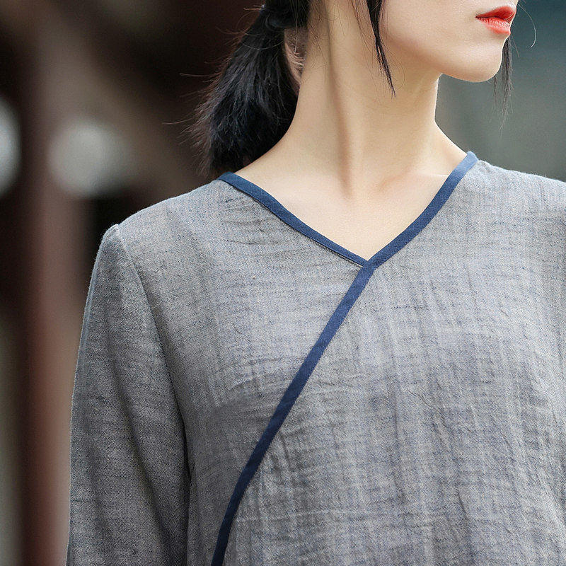 茶艺服女装汉服仿棉麻风民国风复古汉元素古装女禅意文艺禅速卖通