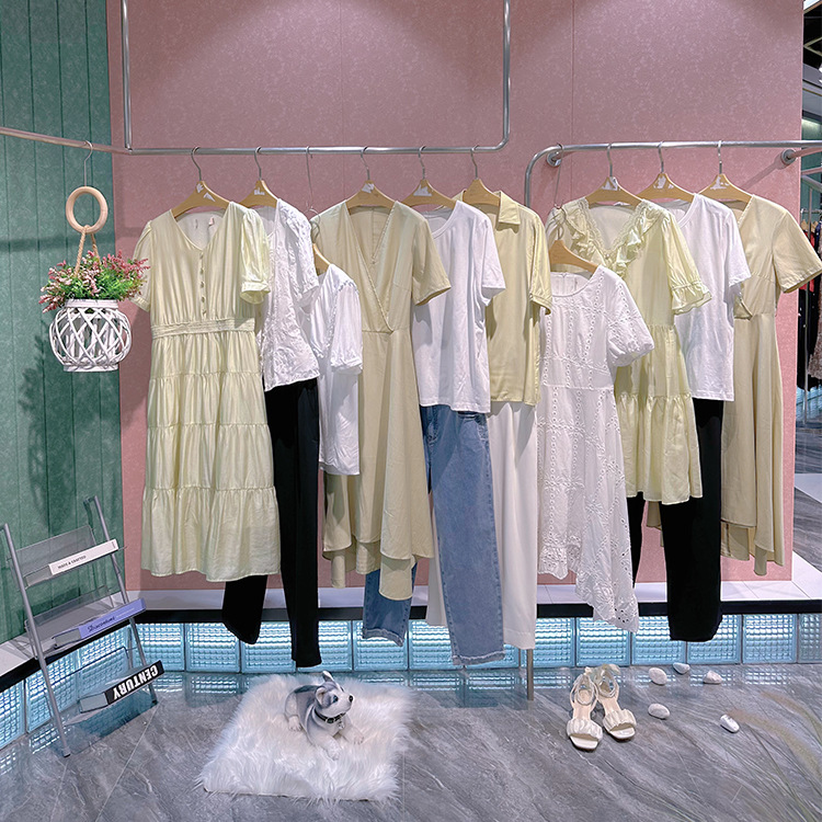 艾尚诗连衣裙夏尾货一手清仓走份批发品牌折扣女装撤柜十三行货源