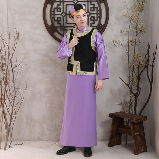 清朝阿哥贝勒王爷服装地主古装演出服男成人官服马褂舞台表演春