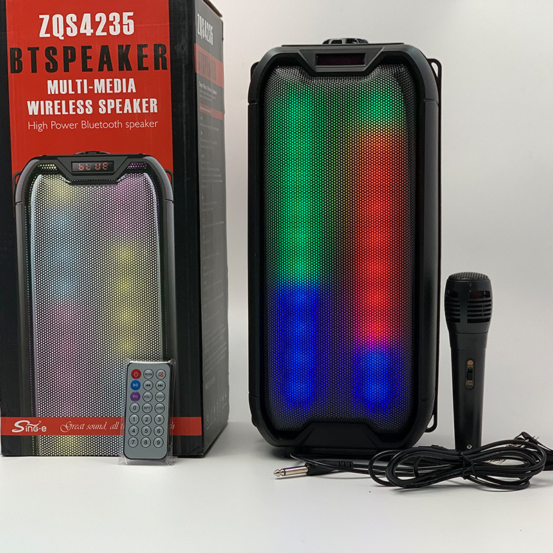 New Double 4-Inch Wireless Bluetooth Speaker Outdoor Large Sound Magic Light Square Dance Subwoofer Zqs4235