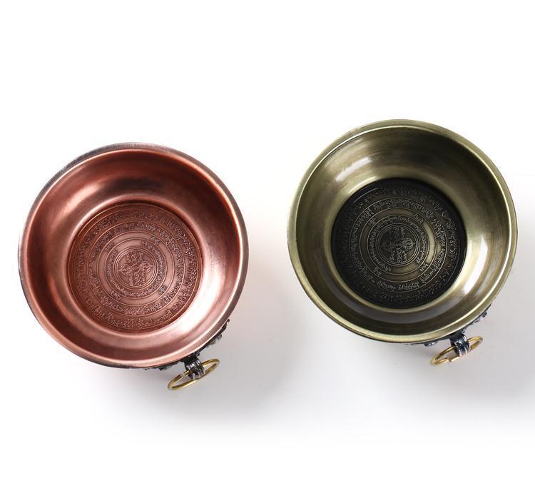 紫铜色烟供盘六道金刚解脱咒火供盆纯施食盘多功能香炉铜合金家用