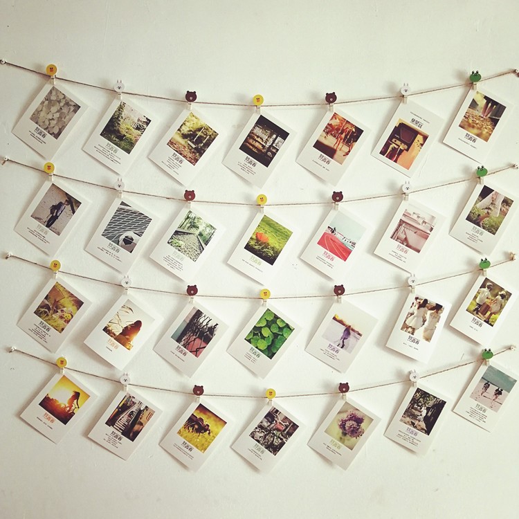 墙壁装扮装饰装饰墙挂绳图片夹子悬挂式约人物明信片照片墙贴