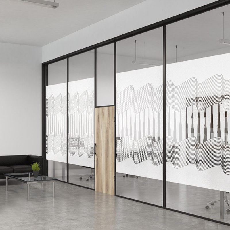 办公室玻璃贴膜简约艺术静电磨砂镂空防撞防窥视隔断墙贴纸