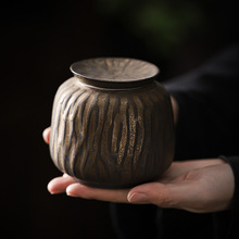 陶瓷小号茶叶罐防潮便携密封罐粗陶储物罐子家用茶叶盒茶仓
