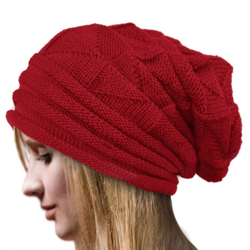 Amazon Hot Lazy Pleated Flanging Sleeve Cap Women's Autumn and Winter Skiing Woolen Cap European and American Outdoor Knitted Hat