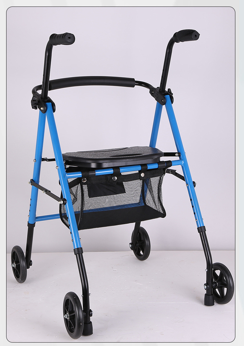 老人助行器手推车可推可坐购物车老年休闲四轮买菜车带座椅小拉车