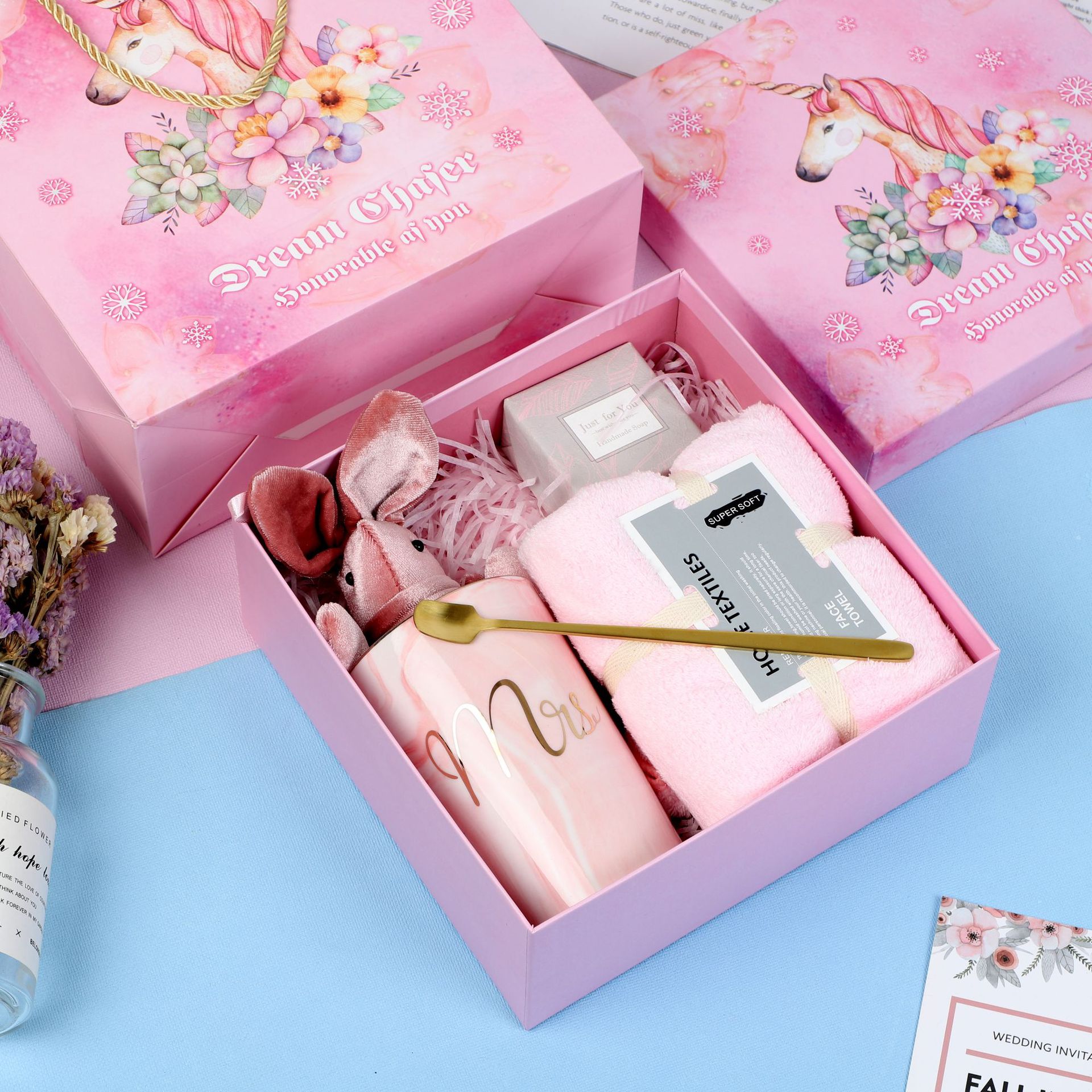 现货独角兽礼盒杯子包装盒粉色少女心创意礼品盒闺蜜伴娘伴手礼盒