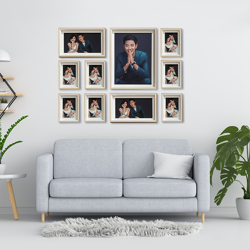 批发照片墙挂墙 定 制实木相框摆台 婚纱影楼木质创意组合画框