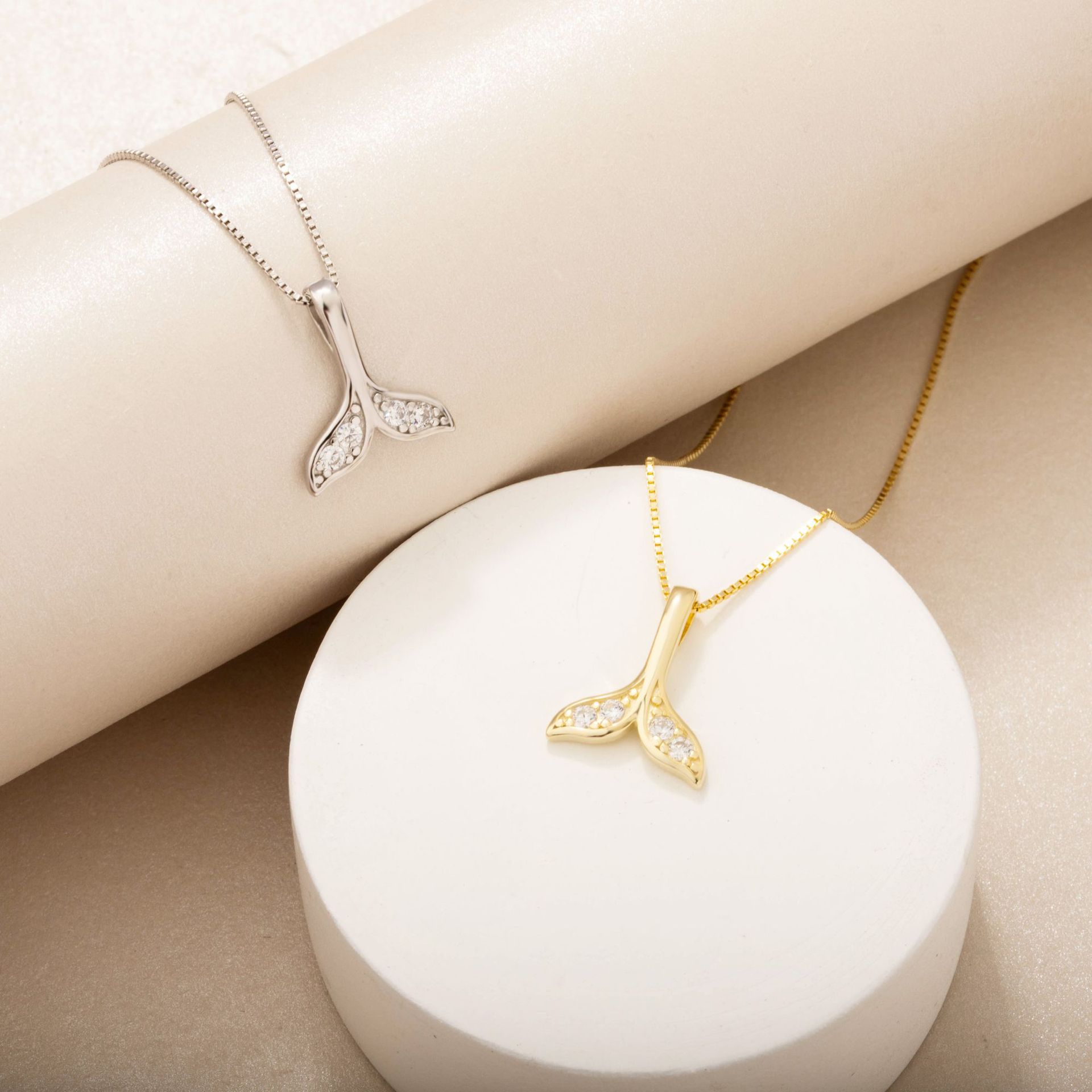 伊晨海豚鱼尾项链925银美人鱼尾吊坠项链大鱼海棠锁骨链海洋项链