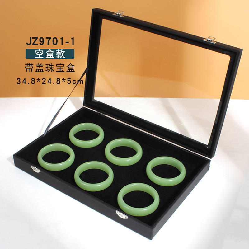 Jewelry with Lid Glass Flip Jewelry Box Night Market Stall Ring Box Bracelet Earring Storage Box Display Box
