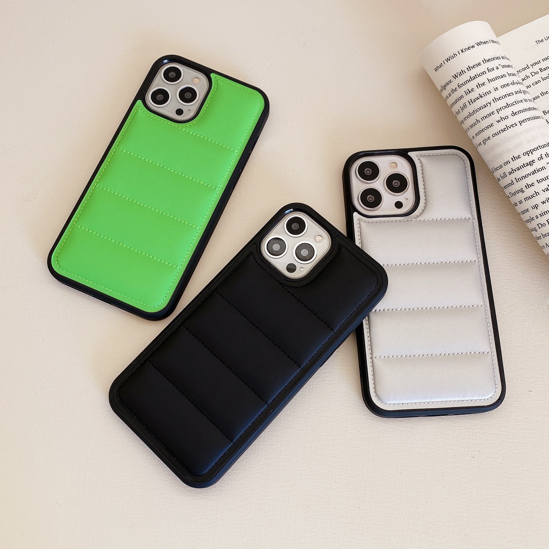 素材羽绒手机壳适用iphone13直边max苹果12pro软壳xs棉服手机套8p