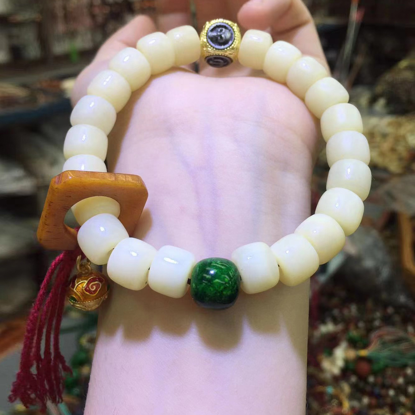 仿抹香单圈手串藏式手持文玩佛珠牦牛骨跑环手链饰品女男款批发货