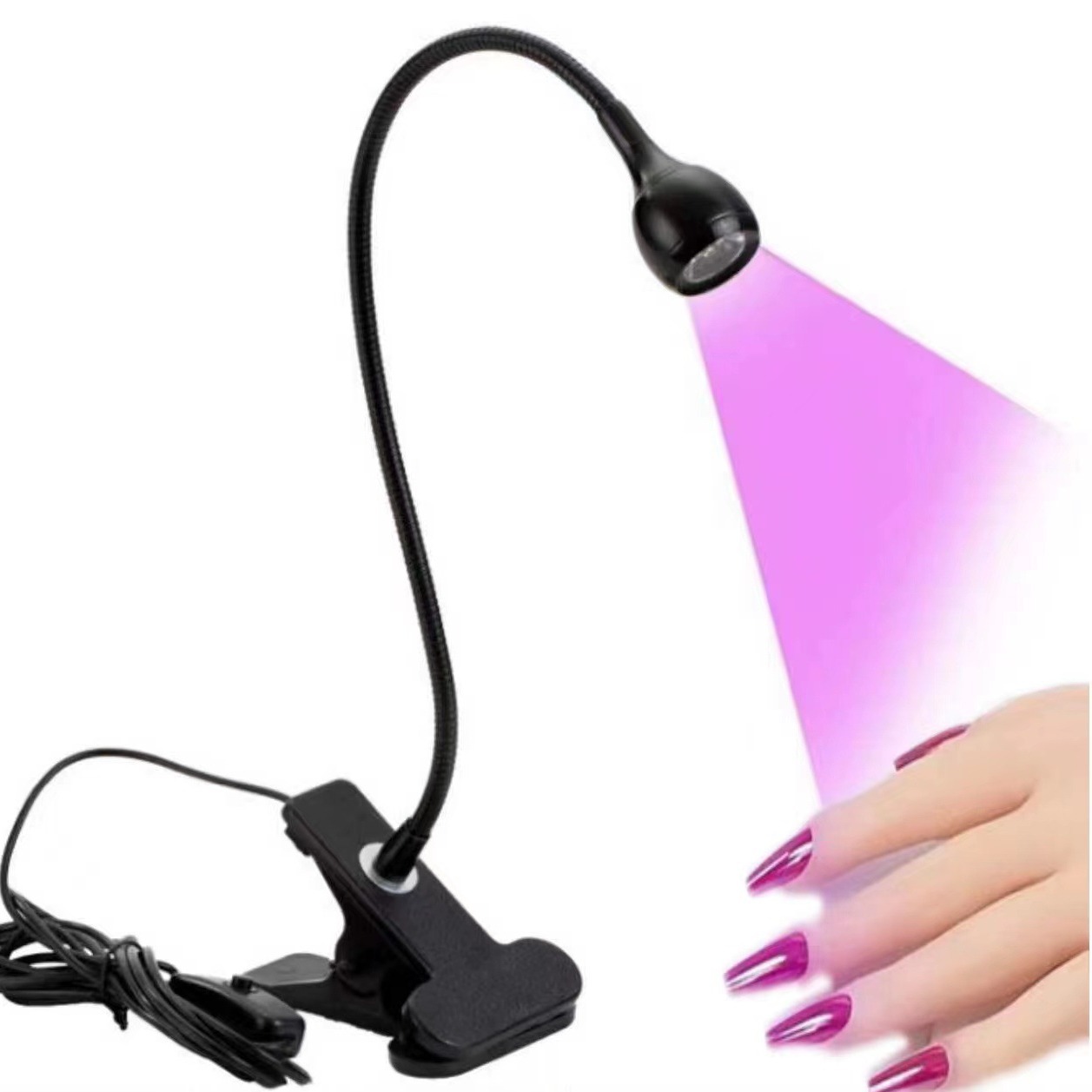 USB夹子台灯美甲灯指甲油固化灯UV胶固化紫光灯手机维修灯