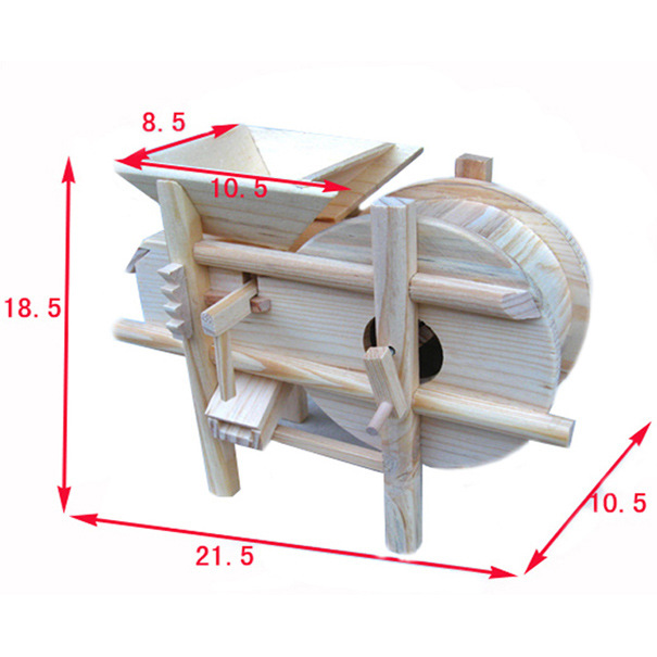 66303 仿古农用木制吹谷车模型 微型南方打稻谷脱粒机农家小农具