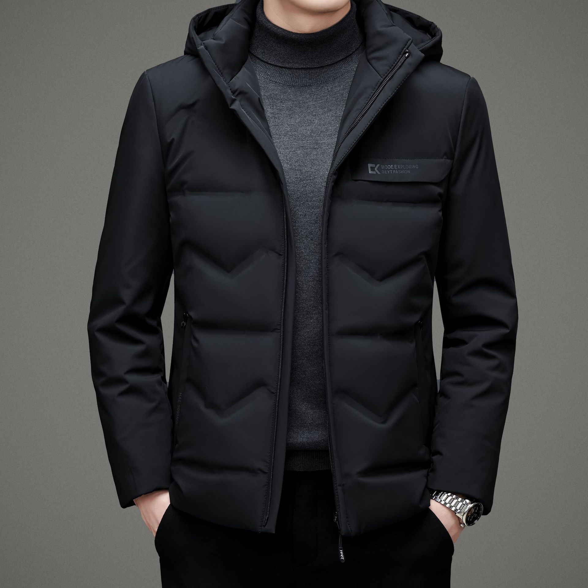 2021秋冬装新款男装带帽白鸭绒羽绒服男加厚保暖男士外套源头厂家