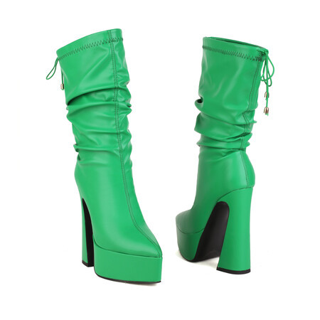 水台:5cm跟高:14cm内里;绒里底料:橡胶底面料:羊纹颜色 : 黑色 绿色