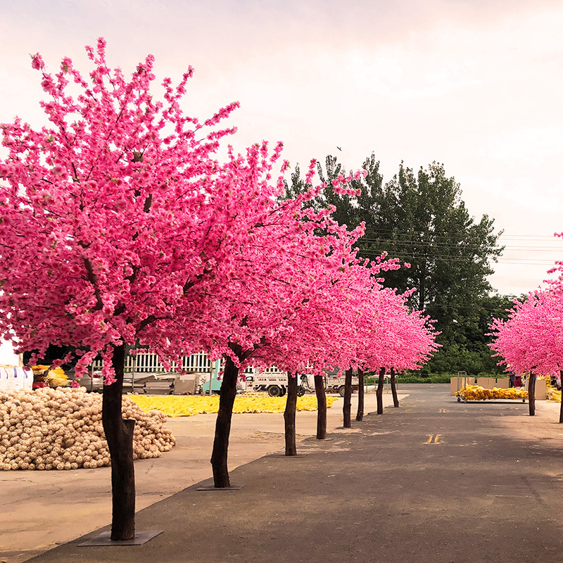 厂家直销仿真桃花树假树桃树室内装饰树樱花树商场落地新年许愿树