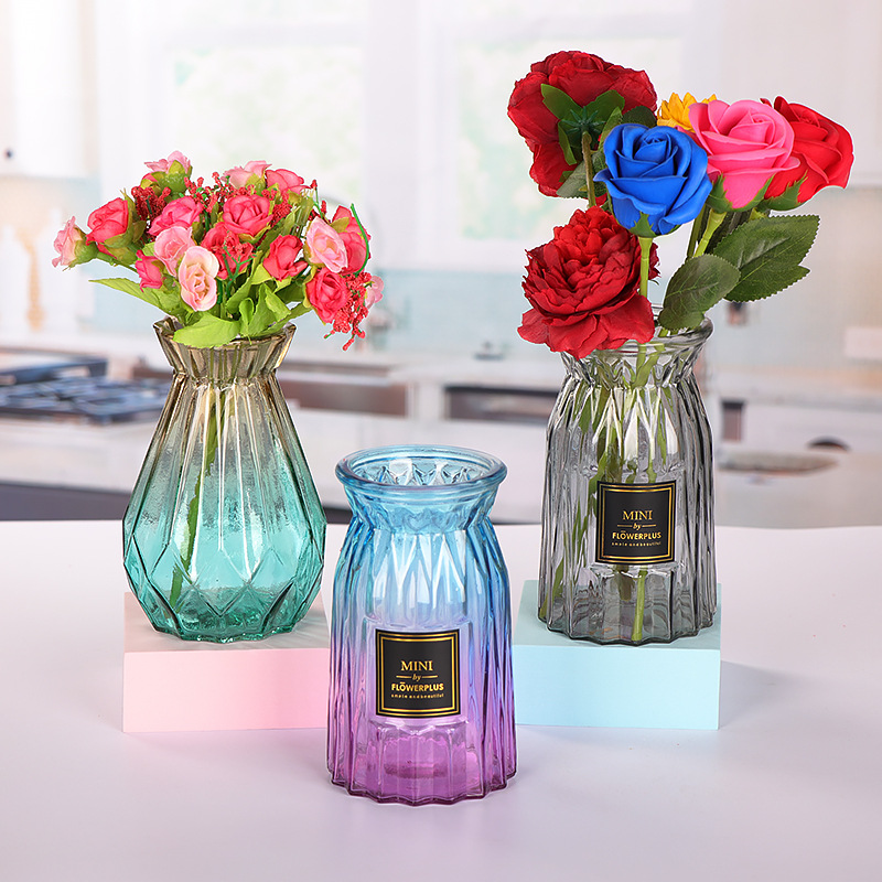 欧式简约玻璃花瓶水培插花瓶家居客厅干花花器创意玻璃瓶清新摆件