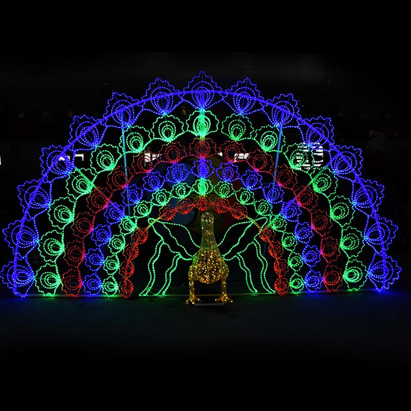 梦幻灯光节花灯彩灯造型led 彩灯铁艺发光孔雀造型灯夏威夷花环