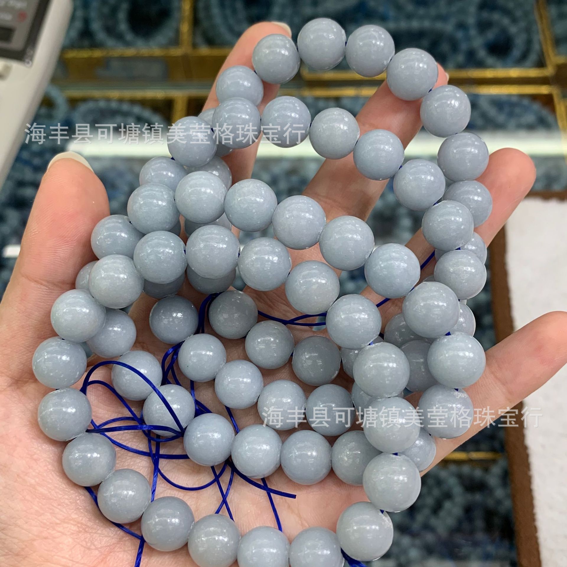 蓝天使石手链 秘鲁蓝天使单圈圆珠 蓝天石手串 男女款水晶饰品