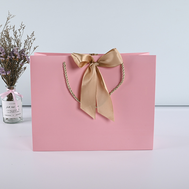 现货方形丝带款手提纸袋定制礼品礼物服装店衣服女装包装袋印logo