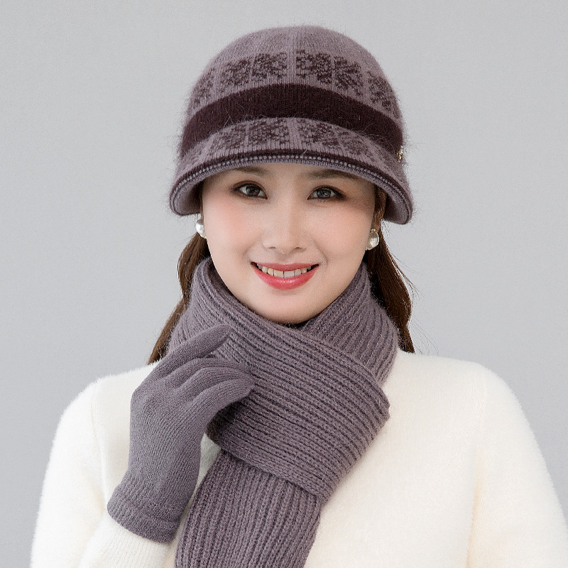 老人帽子女冬天针织加绒保暖妈妈婆婆帽秋冬季中老年人奶奶毛线帽