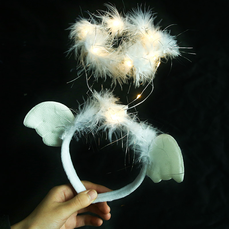 Luminous Headband Stall Night Market Toy Hair Accessories Yiwu Feather Rabbit Ears Headband Plush Headdress Push Hairpin