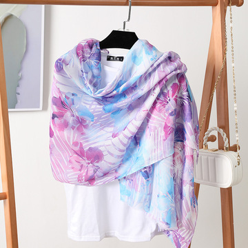 定制新款大丝巾女春夏季海边旅游云南度假防晒披肩数码印花薄围巾