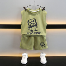 男童背心套装夏季2024新款洋气宝宝衣服韩版时髦薄款无袖两件套潮