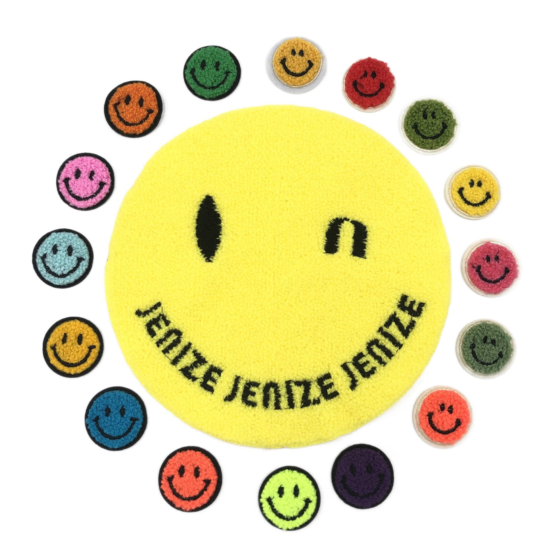 可爱小笑脸表情刺绣布贴 服装辅料毛巾绣笑脸补丁贴包包帽子配饰