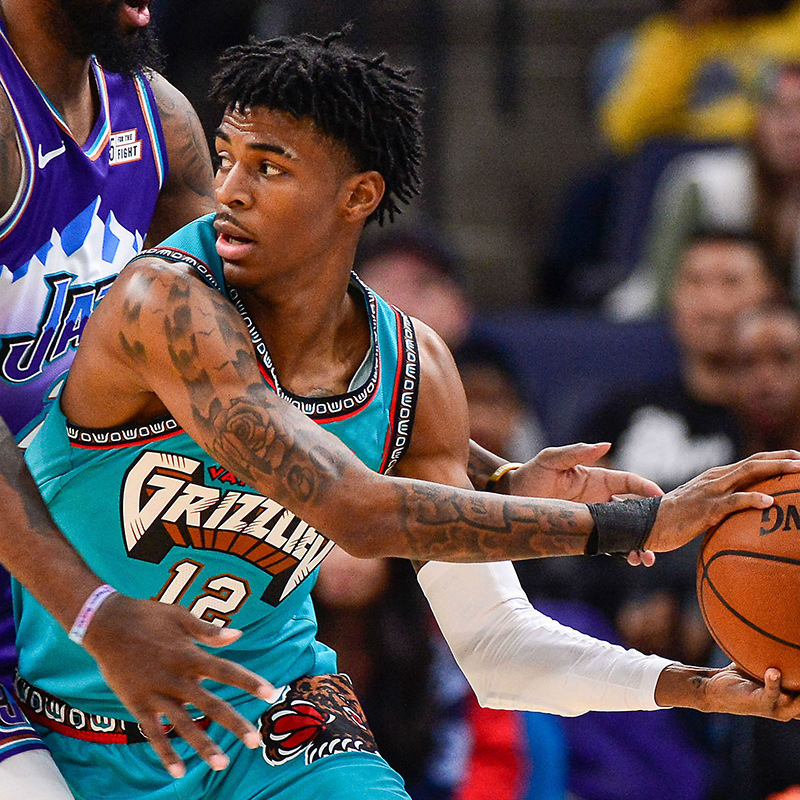 灰熊队城市版篮球服套装12号莫兰特复古球衣球星篮球运动服背心