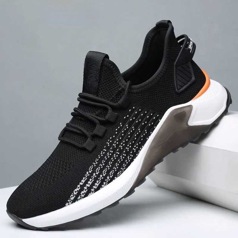 New [Factory Wholesale] Men's Casual Sneaker Flyknit Shoes Non-Slip Wear-Resistant Comfortable Men's Breathable Shoes Tide