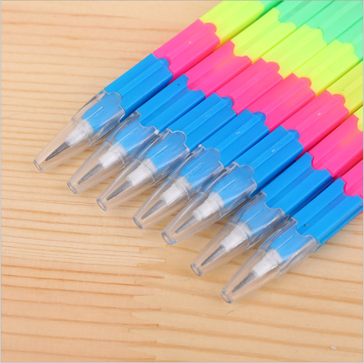 Creative Stationery Rainbow Building Blocks Bullet Pencil Student Kindergarten Small Gift Changeable Color 8 Sections