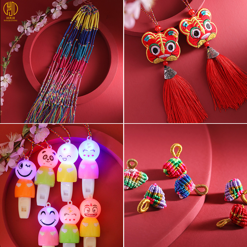 Dragon Boat Festival Colorful Rope Bracelet Children's Carrying Strap Hand-Woven Five-Color Line Zongzi Hundred Red Rope Colored Rope Wholesale