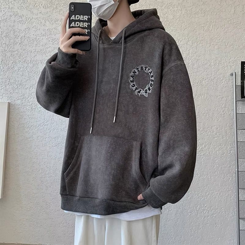 American Retro Sweater Men's Hooded Autumn Coat 2022 Spring and Autumn Fashion Brand Loose Teen Long-Sleeved Top Men's Clothing