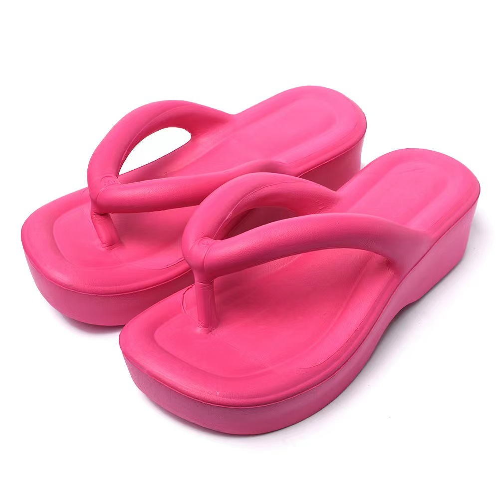 Slippers Eva Deodorant Household Thick-Soled Flip Flops with Drooping Feeling Cross-Border Hot Simple All-Match High Heel Factory Wholesale