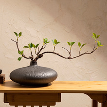 新中式禅意陶瓷花瓶仿真绿植插花样板间软装摆件桌面玄关茶室装饰