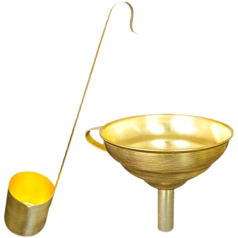 批发纯铜打酒器酒提子黄铜漏斗加厚长柄酒吊子大小口径舀酒器家用