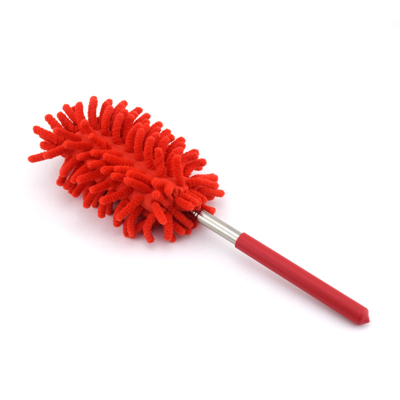 75cm Stainless Steel Lengthened Feather Duster Chenille Dust Remove Brush Multi-Function Retractable Household Dust Removal Small Duster