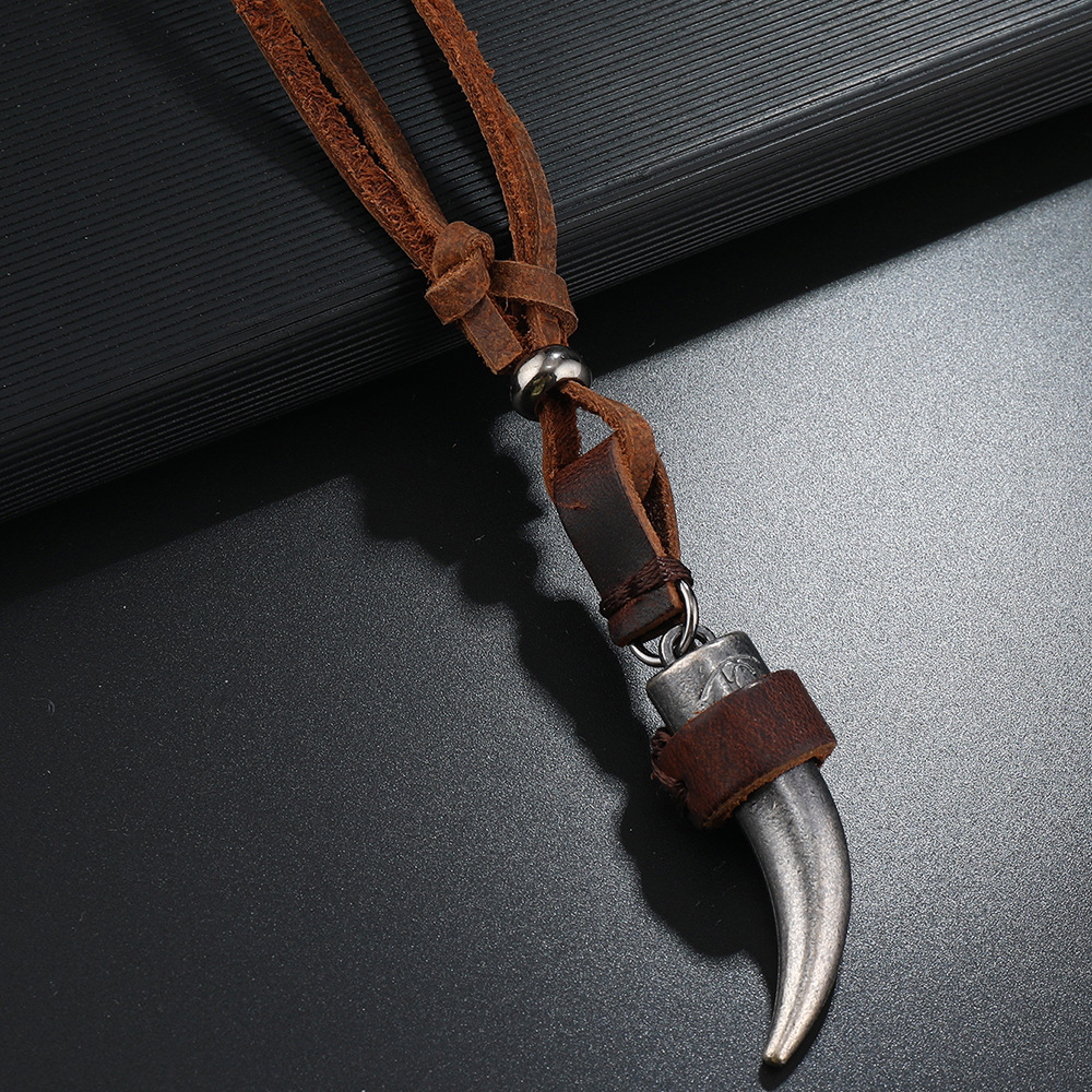 跨境新款饰品个性欧美时尚服装配饰简约潮流百搭牛皮男士项链