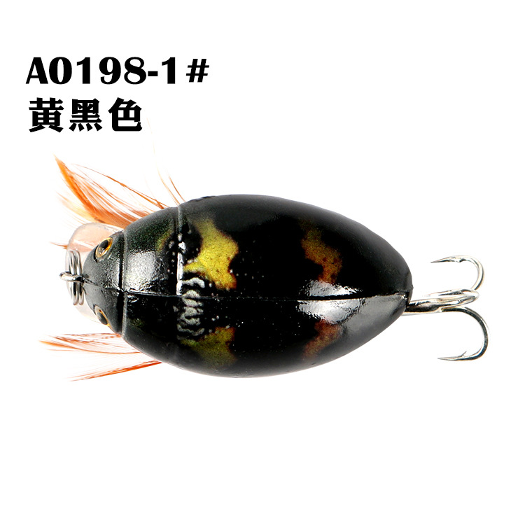 Fishing Gear 4G Floating Small Mino Lure Rock Small Fat Beetle Blood Slot Hook Plastic Fake Fish Bait Suit Bait